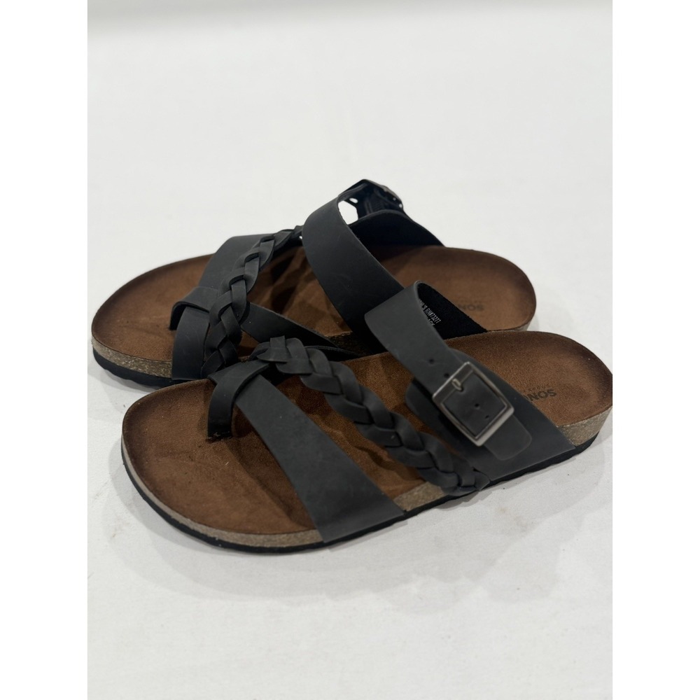 Sonoma Women's Slip On Leather Sandals Brown 6 casual vacation preppy comfort